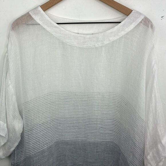 Pure Jill Linen Top Ombre Striped Kimono Oversized size Small white and blue - Picture 4 of 12
